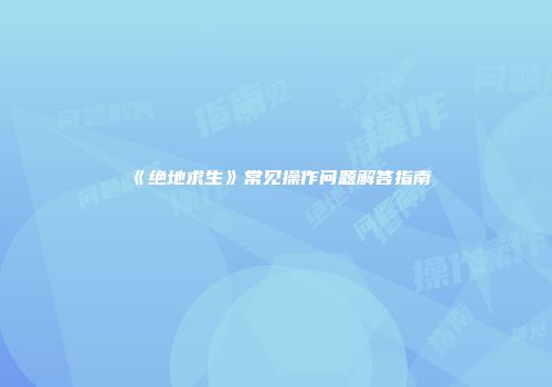 《绝地求生》常见操作问题解答指南