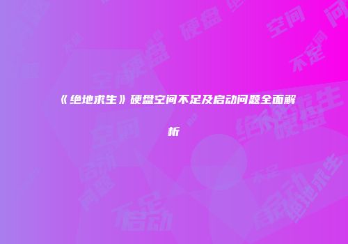 《绝地求生》硬盘空间不足及启动问题全面解析