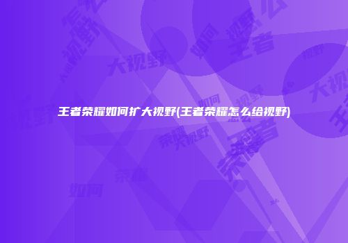 王者荣耀如何扩大视野(王者荣耀怎么给视野)