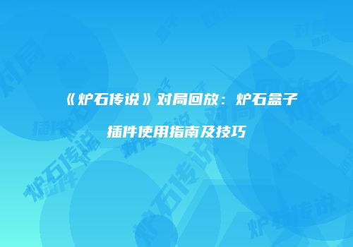 《炉石传说》对局回放：炉石盒子插件使用指南及技巧