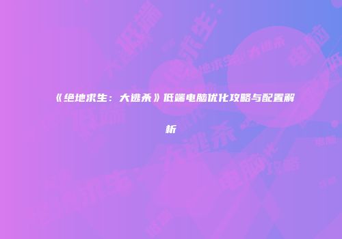 《绝地求生：大逃杀》低端电脑优化攻略与配置解析