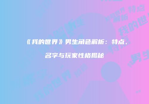 《我的世界》男生角色解析：特点、名字与玩家性格揭秘
