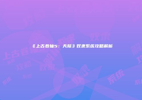 《上古卷轴5：天际》奴隶系统攻略解析
