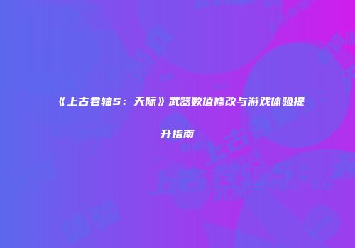 《上古卷轴5：天际》武器数值修改与游戏体验提升指南