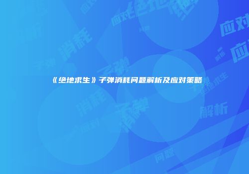 《绝地求生》子弹消耗问题解析及应对策略