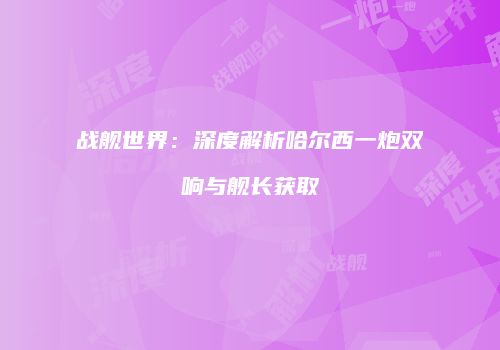 战舰世界：深度解析哈尔西一炮双响与舰长获取