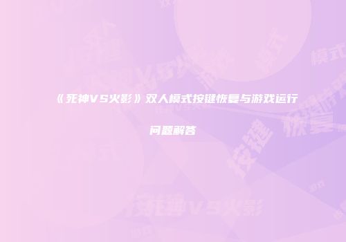 《死神VS火影》双人模式按键恢复与游戏运行问题解答