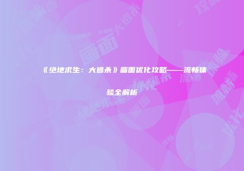 《绝地求生：大逃杀》画面优化攻略——流畅体验全解析