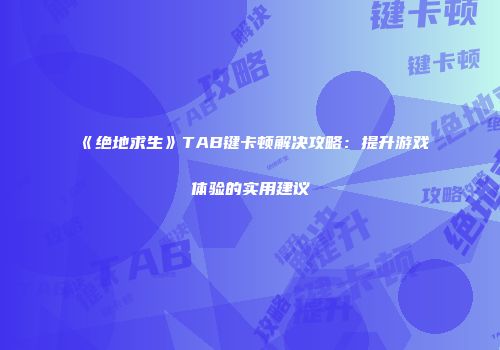 《绝地求生》TAB键卡顿解决攻略：提升游戏体验的实用建议