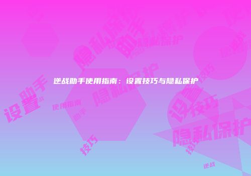逆战助手使用指南：设置技巧与隐私保护