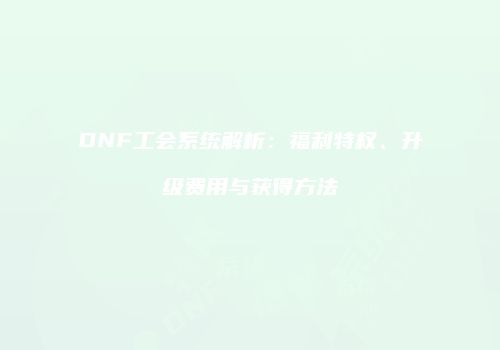 DNF工会系统解析：福利特权、升级费用与获得方法