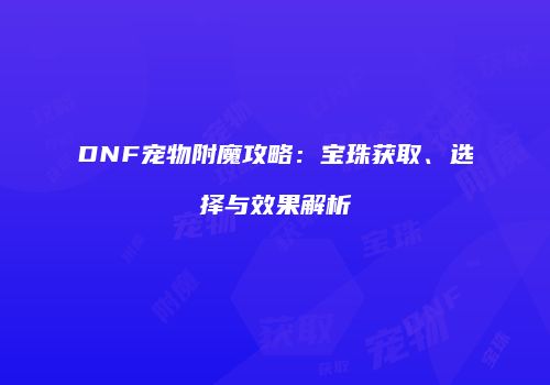 DNF宠物附魔攻略：宝珠获取、选择与效果解析