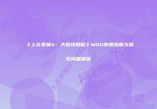 《上古卷轴5：天际特别版》MOD使用指南与常见问题解答
