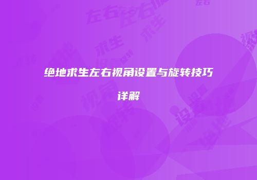绝地求生左右视角设置与旋转技巧详解