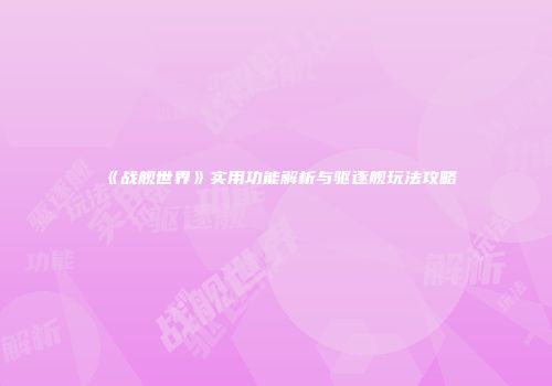 《战舰世界》实用功能解析与驱逐舰玩法攻略