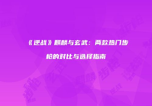 《逆战》麒麟与玄武：两款热门步枪的对比与选择指南
