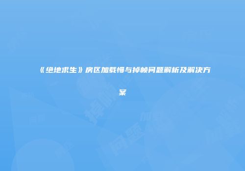 《绝地求生》房区加载慢与掉帧问题解析及解决方案