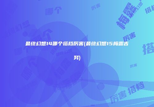 最终幻想14哪个搭档厉害(最终幻想15梅露吉努)