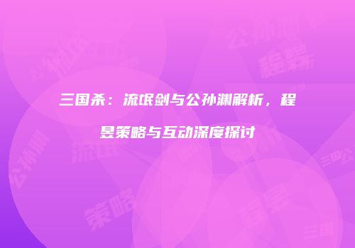 三国杀：流氓剑与公孙渊解析，程昱策略与互动深度探讨