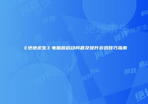 《绝地求生》电脑版启动问题及提升游戏技巧指南