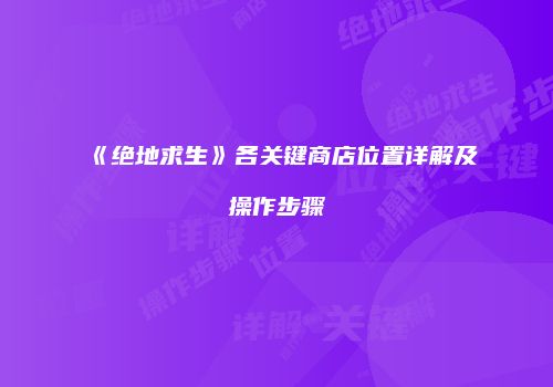 《绝地求生》各关键商店位置详解及操作步骤
