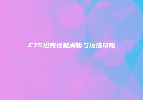 E75坦克性能解析与玩法攻略