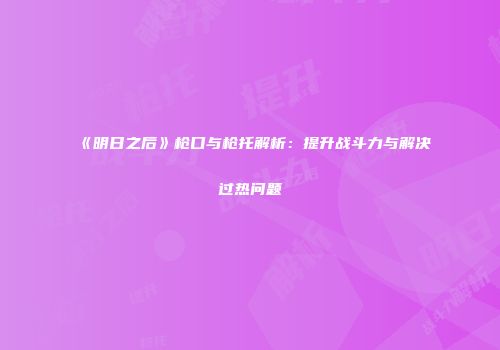 《明日之后》枪口与枪托解析：提升战斗力与解决过热问题