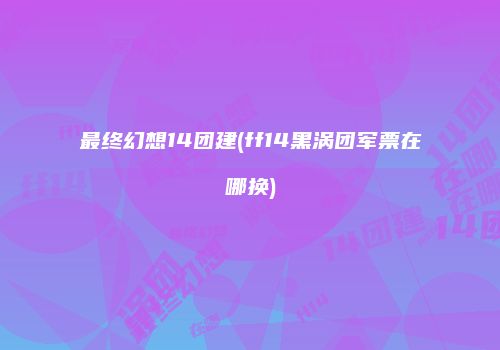 最终幻想14团建(ff14黑涡团军票在哪换)