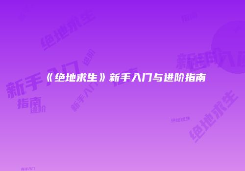 《绝地求生》新手入门与进阶指南