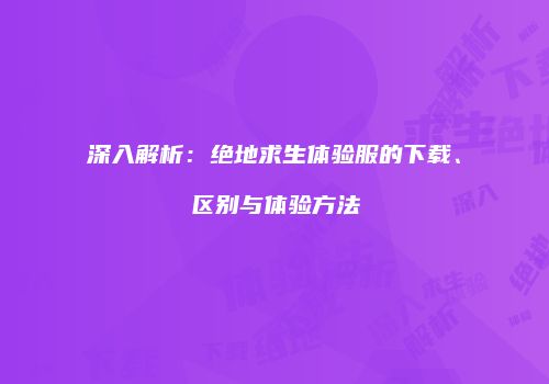 深入解析：绝地求生体验服的下载、区别与体验方法