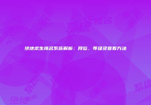 绝地求生排名系统解析：段位、等级及查看方法