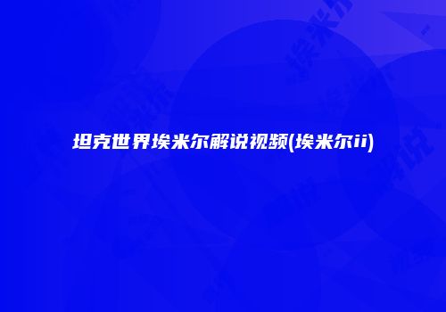坦克世界埃米尔解说视频(埃米尔ii)