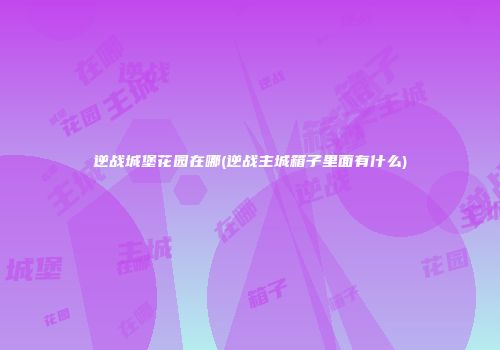 逆战城堡花园在哪(逆战主城箱子里面有什么)