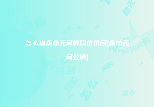 怎么查永劫无间的段位排名(永劫无间公测)