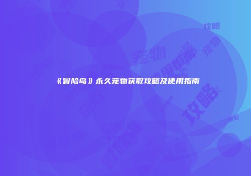 《冒险岛》永久宠物获取攻略及使用指南