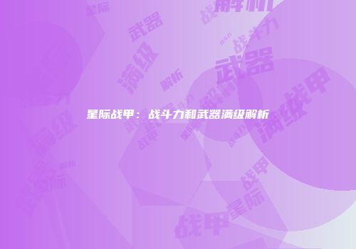 星际战甲：战斗力和武器满级解析