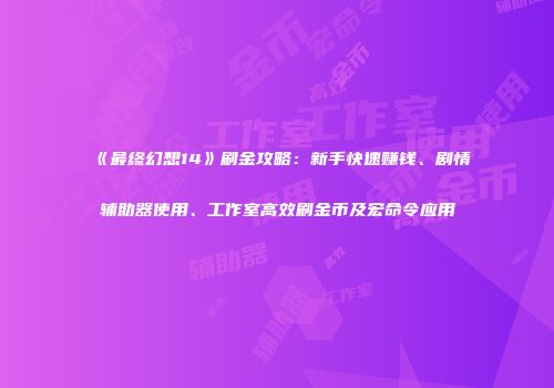 《最终幻想14》刷金攻略：新手快速赚钱、剧情辅助器使用、工作室高效刷金币及宏命令应用