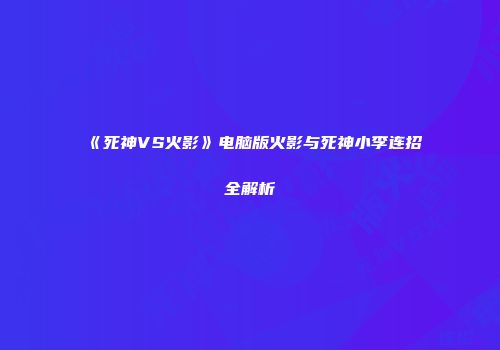 《死神VS火影》电脑版火影与死神小李连招全解析
