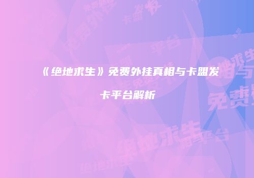 《绝地求生》免费外挂真相与卡盟发卡平台解析