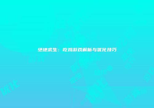绝地求生：吃鸡游戏解析与优化技巧