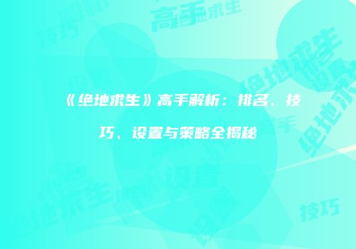 《绝地求生》高手解析：排名、技巧、设置与策略全揭秘