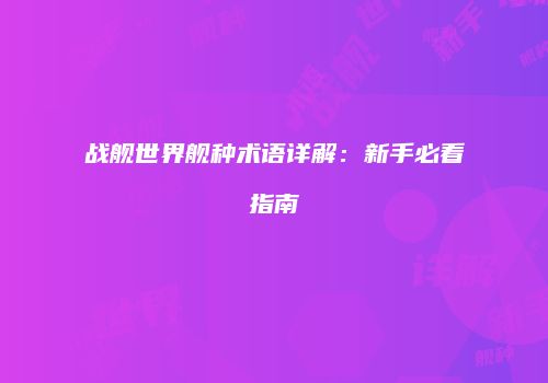 战舰世界舰种术语详解：新手必看指南