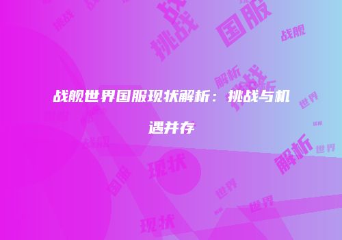 战舰世界国服现状解析：挑战与机遇并存