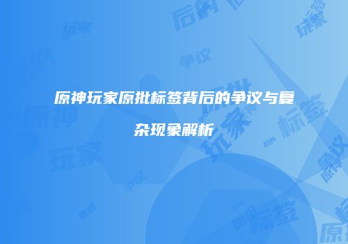 原神玩家原批标签背后的争议与复杂现象解析