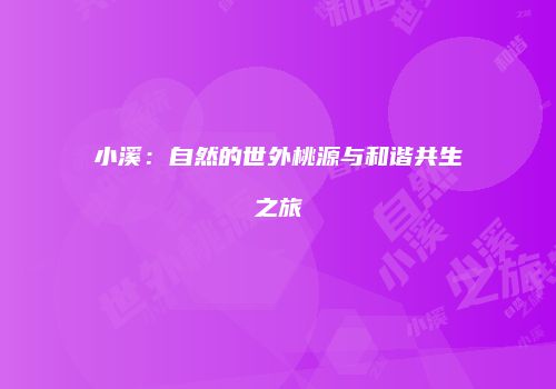 小溪：自然的世外桃源与和谐共生之旅