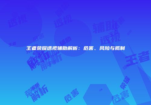 王者荣耀透视辅助解析：危害、风险与抵制