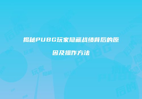 揭秘PUBG玩家隐藏战绩背后的原因及操作方法
