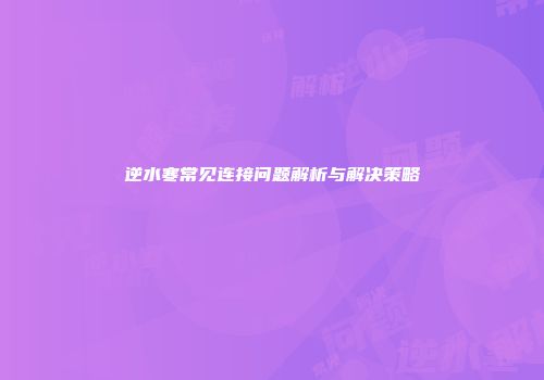 逆水寒常见连接问题解析与解决策略