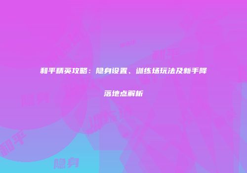 和平精英攻略：隐身设置、训练场玩法及新手降落地点解析