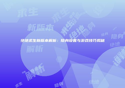 绝地求生新版本解析：隐身设置与游戏技巧揭秘